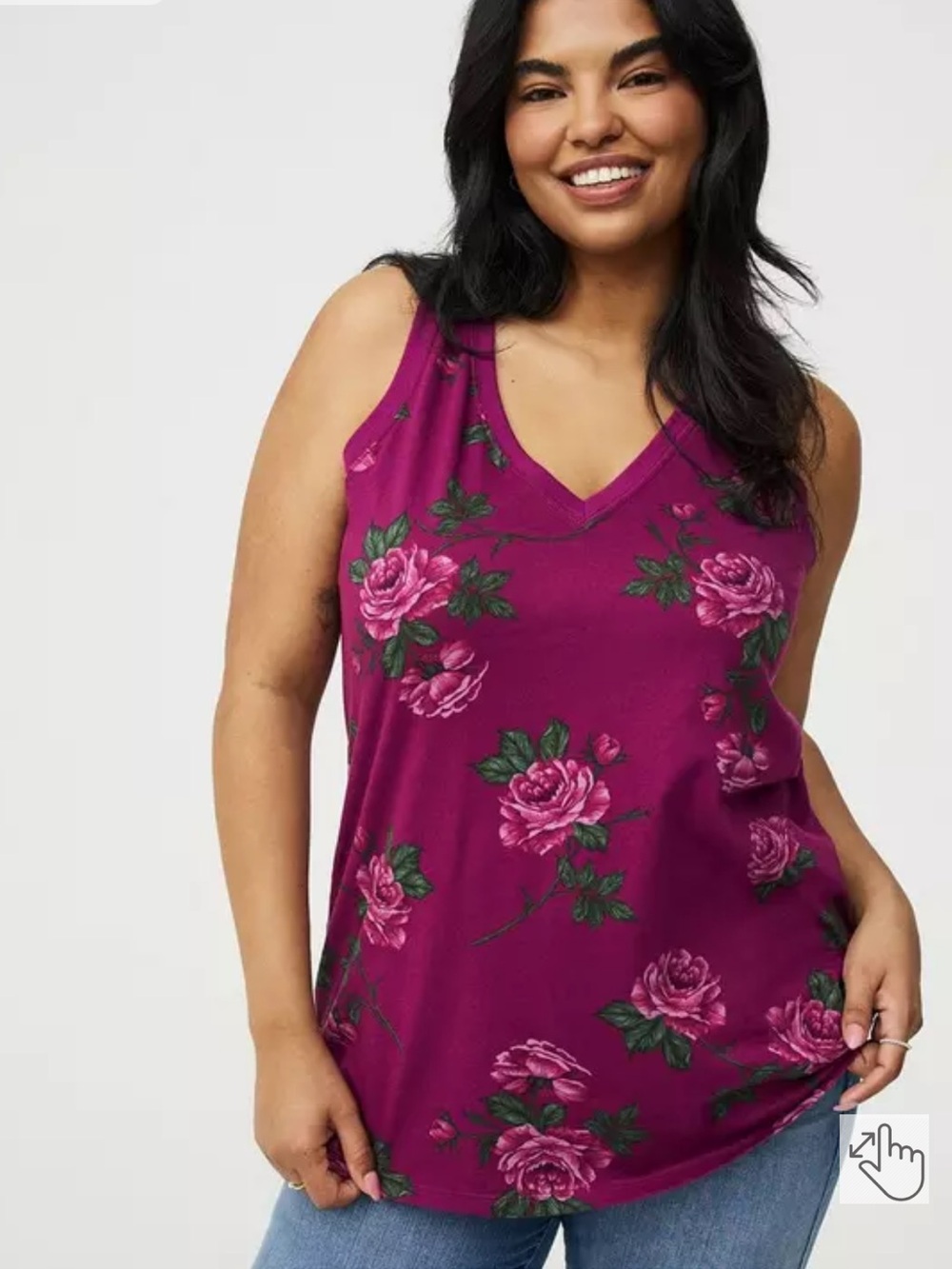 torrid Magenta Floral V-Neck Tank
